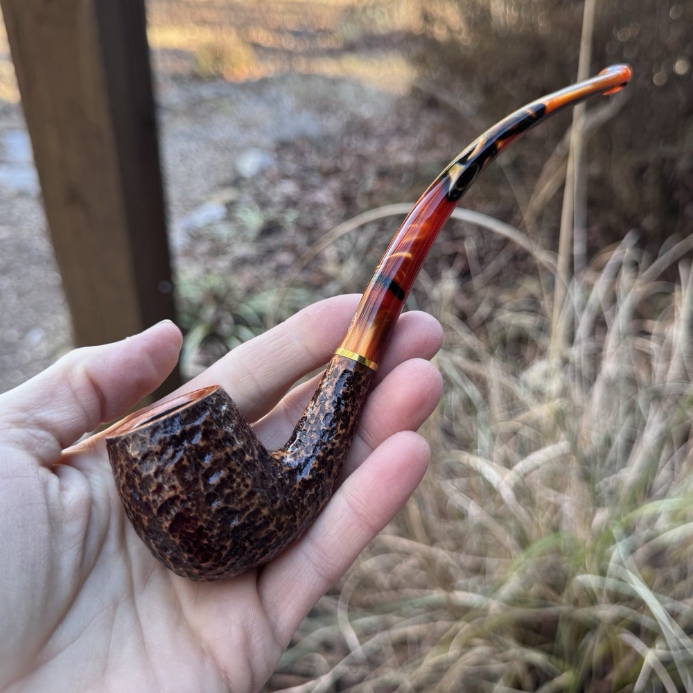 Savinelli Clark's Favorite Rusticated Bent Billiard (626) 6mm Filter Pipe