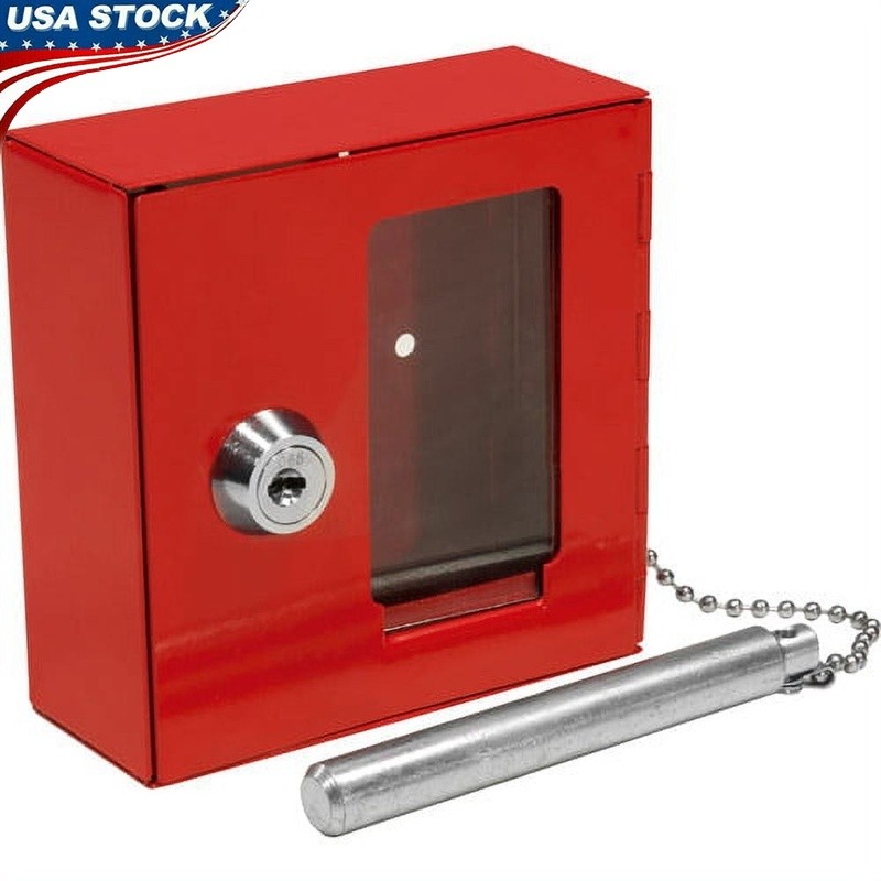 Emergency Key Lock Box W/ Integrated Hammer Break Glass Access Mounting Hardware