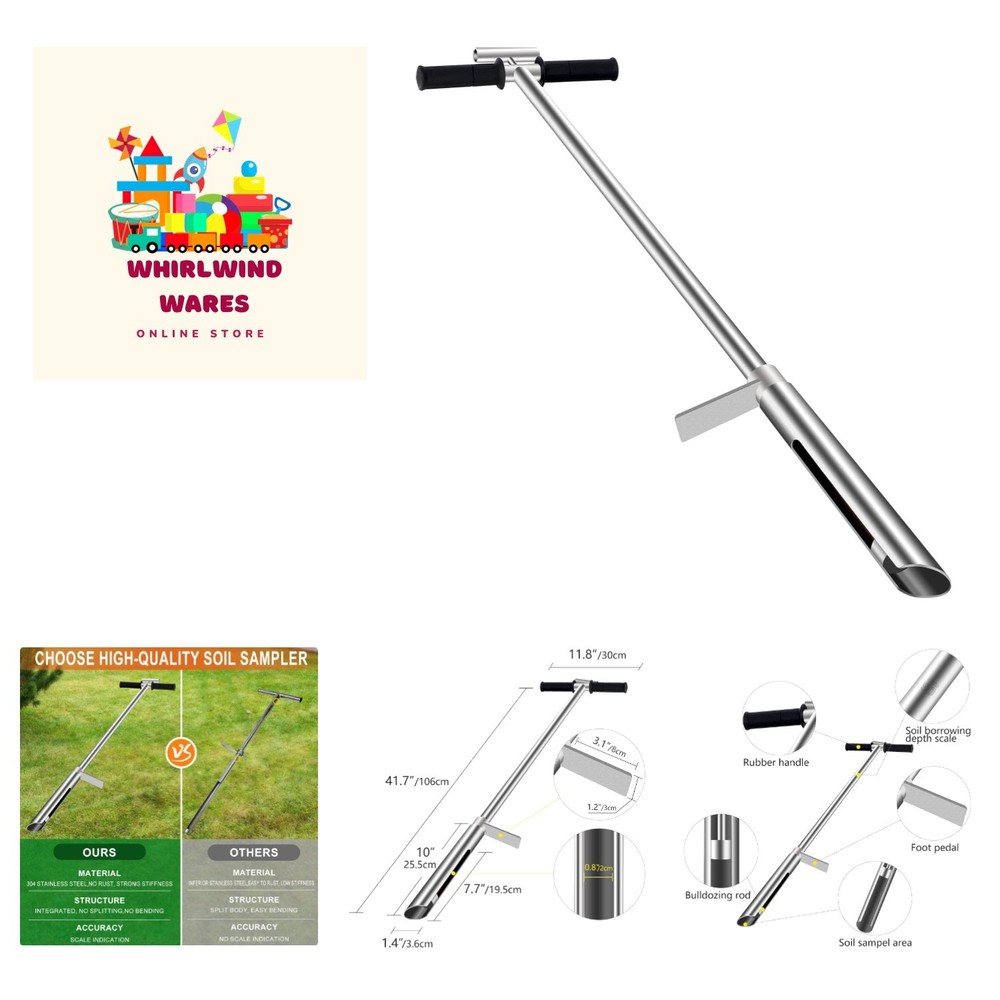 40-Inch Soil Sampler Probe - Easy Soil Extraction with Ejector & Foot Pedal