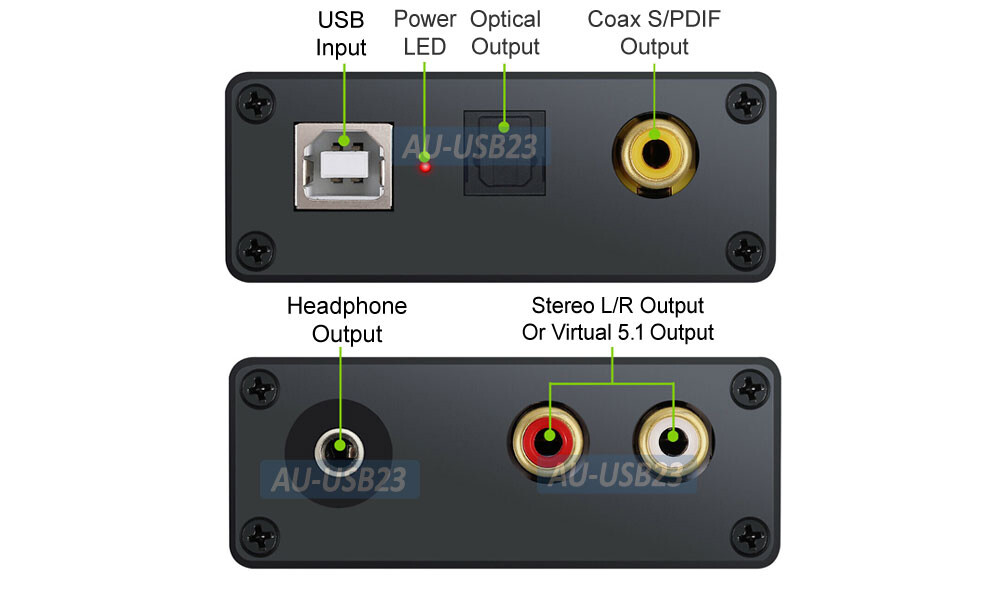 External USB Sound Card W/ Optical Analog Stereo 5.1 Outputs For Mac Android PC