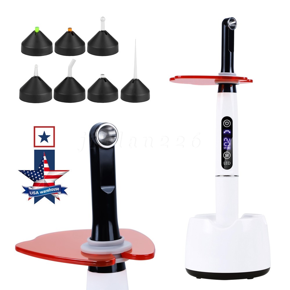 1-10 Potable Wireless LED Curing Light 1 Second with 7 Working Head Lens 2400mW