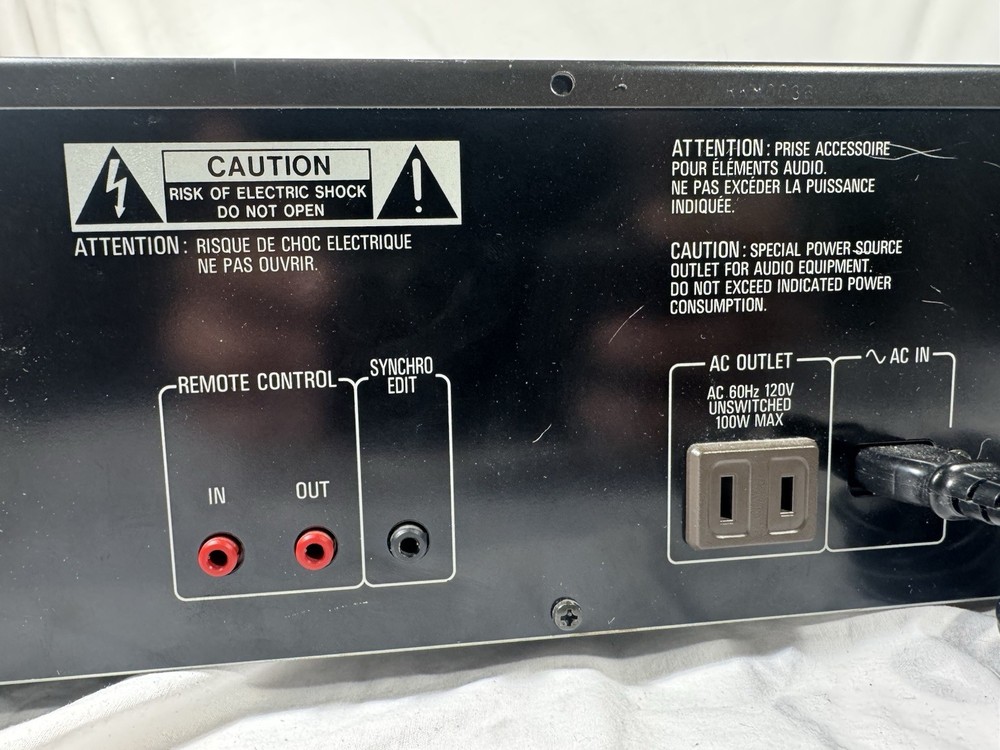 Technics RS-BR465 Stereo Cassette Deck Auto-Reverse Dolby HX Pro-Powers On-As Is