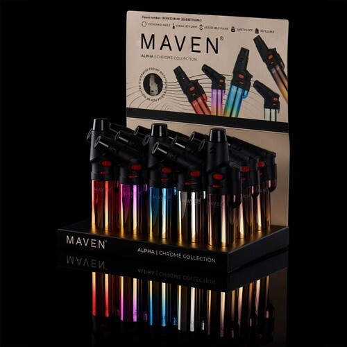 😎2 x MAVEN ALPHA CHROME ✨ JET FLAME TORCH LIGHTER 🌟 REFILLABLE & ADJUSTABLE 🔥