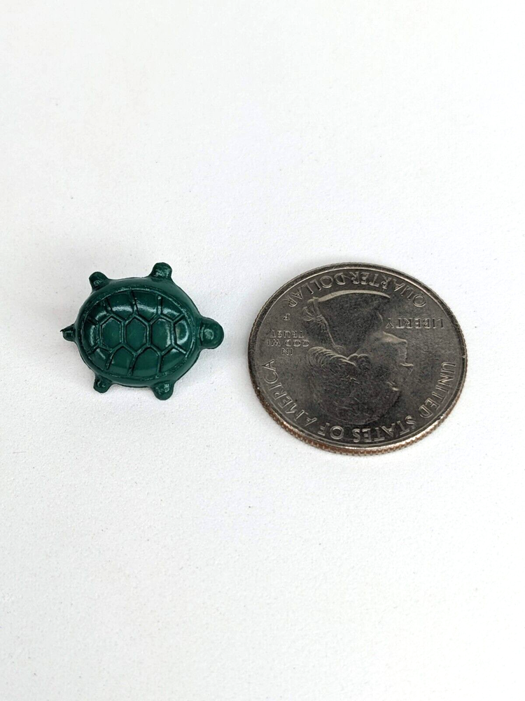 Sher Plastics Novelty Vintage Forest Green Turtle Button With Shank