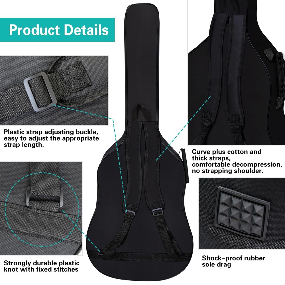 Acoustic Guitar Bag Thick Padding Waterproof Dual Adjustable Shoulder Strap