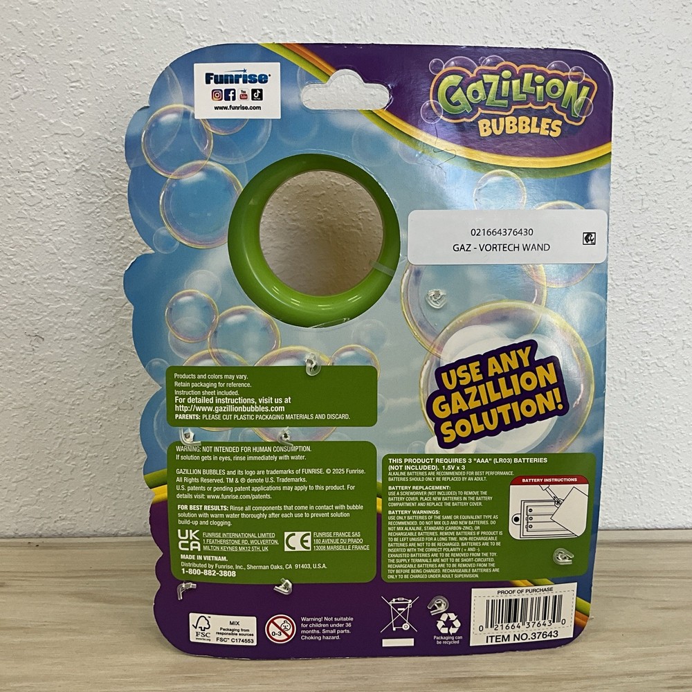 Vortech Wand Gazillion Bubbles Includes 4oz Bubble Solution NEW IN PACKAGE