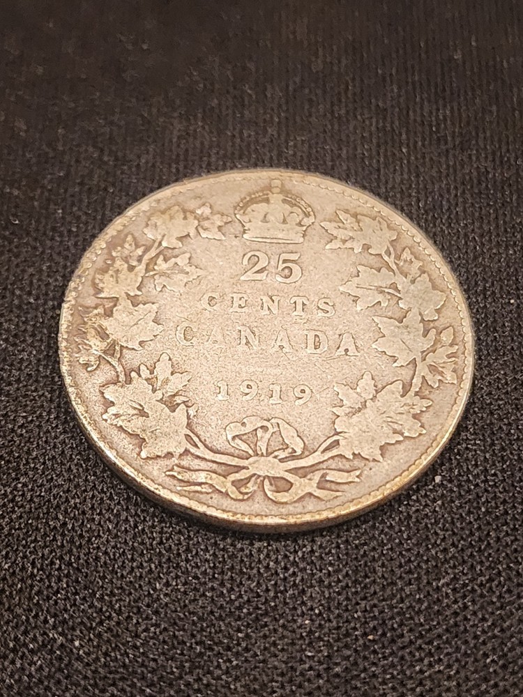 1919 Canada 25 Cents Silver Coin