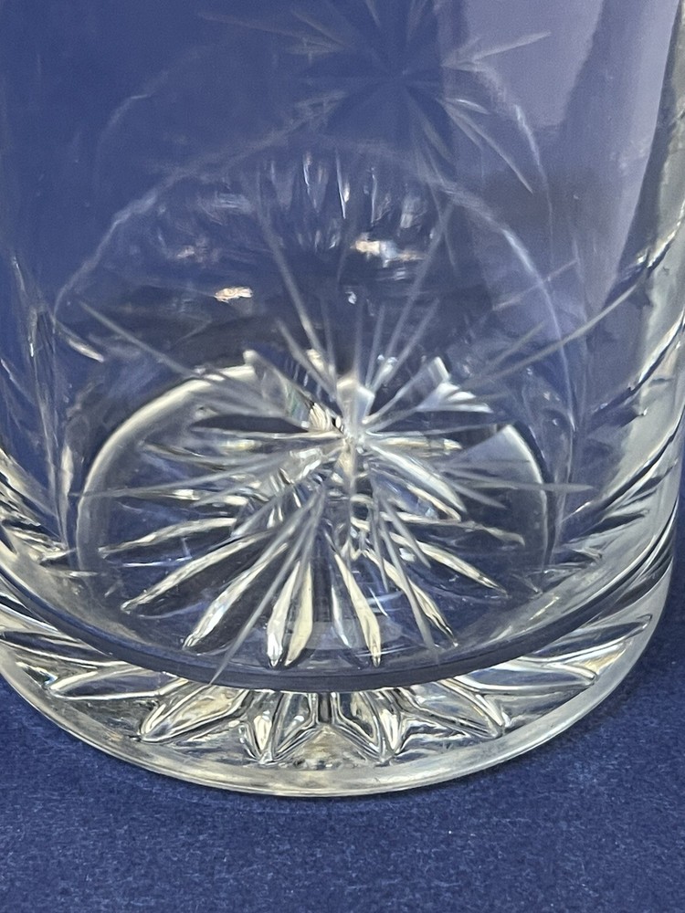 VTG Clear Etched Glass-Atomic Starburst Pattern Open Creamer & Sugar Set