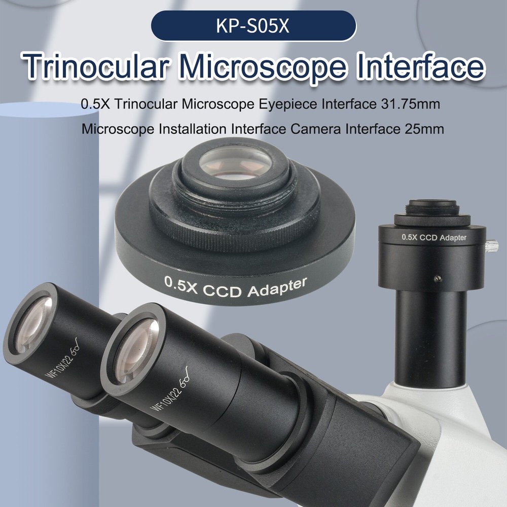 0.5X Triocular Microscope Mounting Interface 31.75mm Camera Interface 25mm