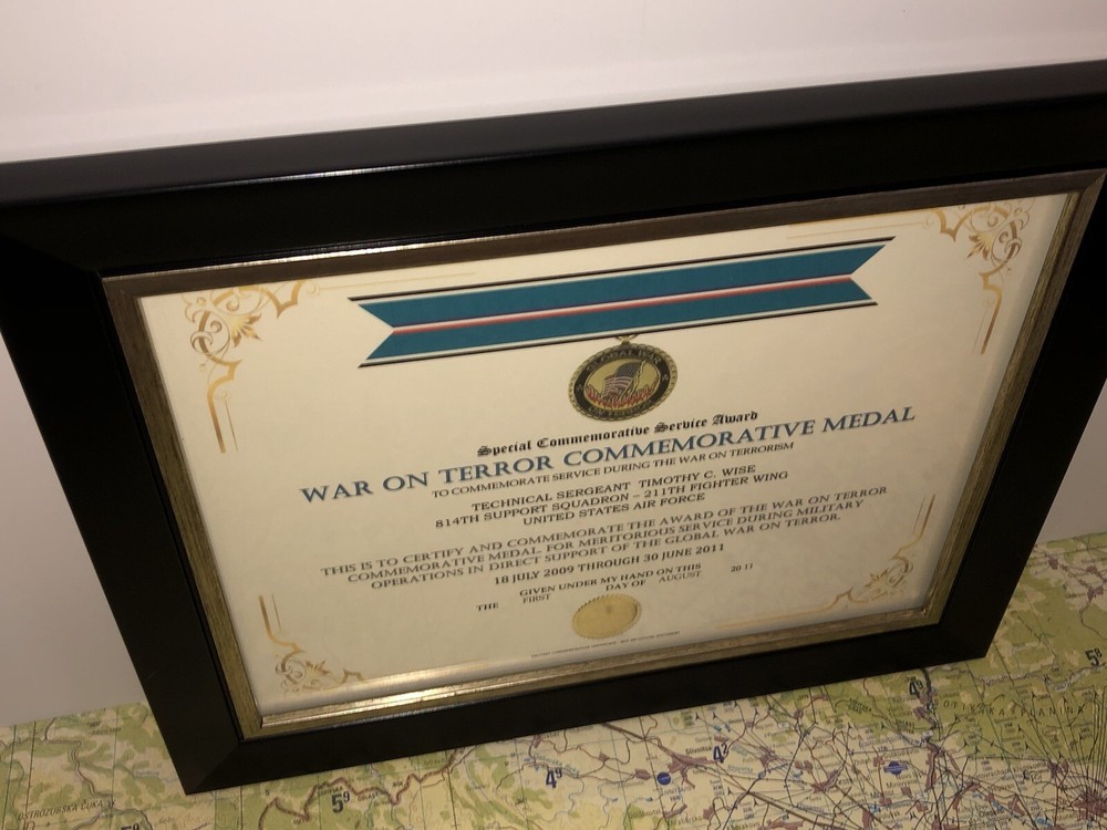 SCSA - WAR ON TERROR COMMEMORATIVE MEDAL CERTIFICATE ~ Type 1