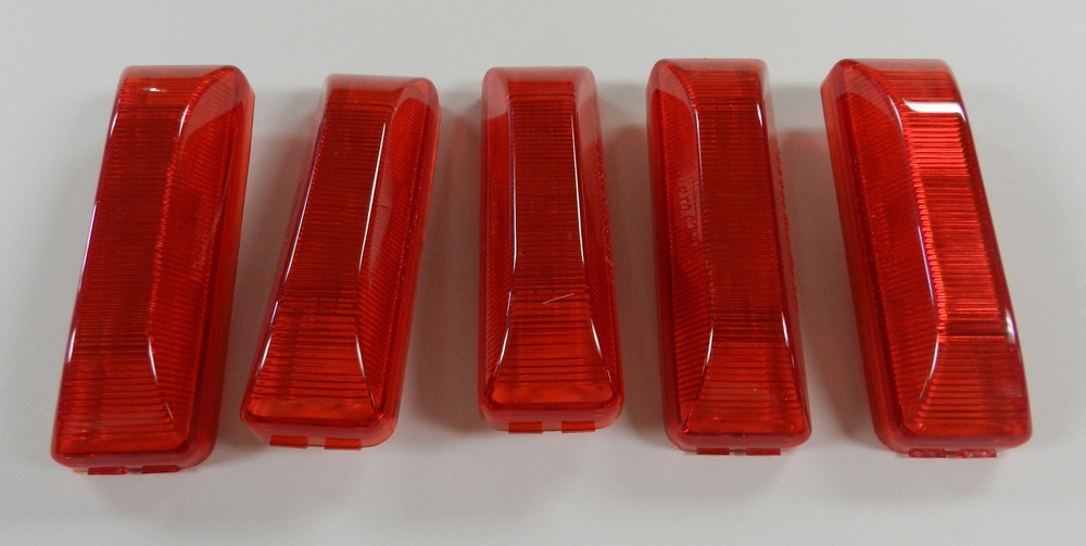 5 - RED Marker/Clearance Light Optronics RV Trailer Truck 1-1/4 x 3-3/4" 2 prong