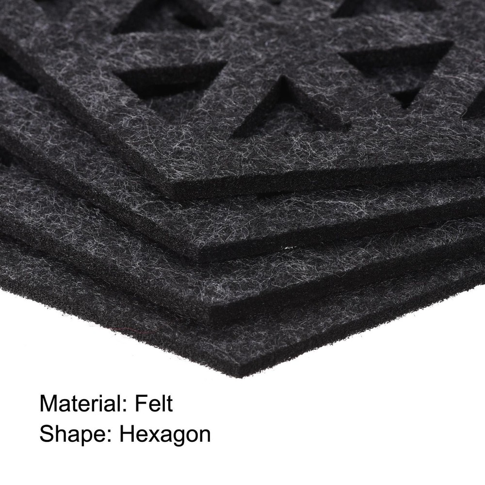 Felt Coasters 4pcs Hexagonal Coasters Coasters, Dark Grey