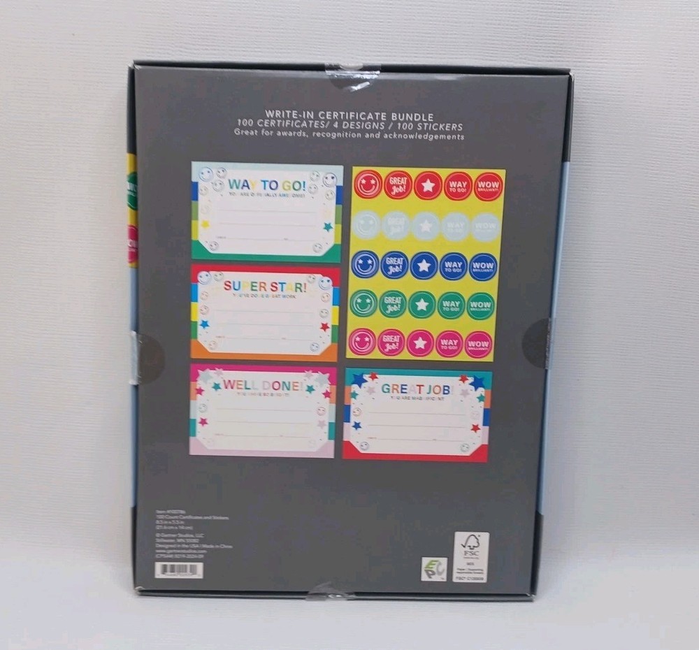 Gartner Studios Teacher Student Certificate 4 Styles 100 Award Certificates