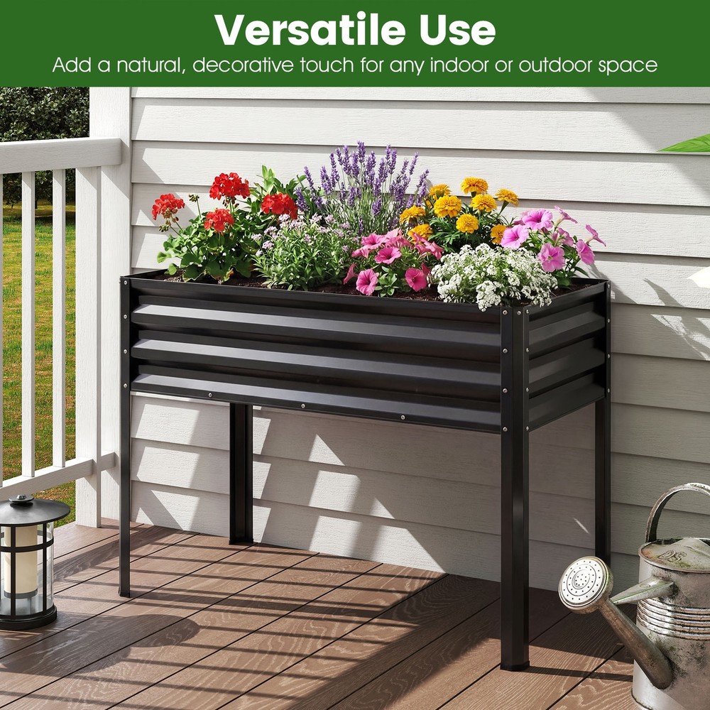Raised Garden Bed with Legs, Electro-Coating Metal Large Elevated Planter Box