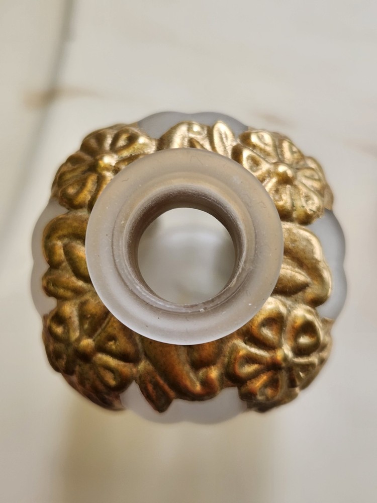 DECORATIVE FROSTED PERFUME BOTTLE WITH GOLD COLUMNS #1005