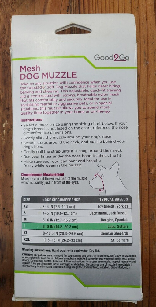 Large Dog Muzzle Nylon & Mesh 6-8" Circumference Good2Go Veteran Owned