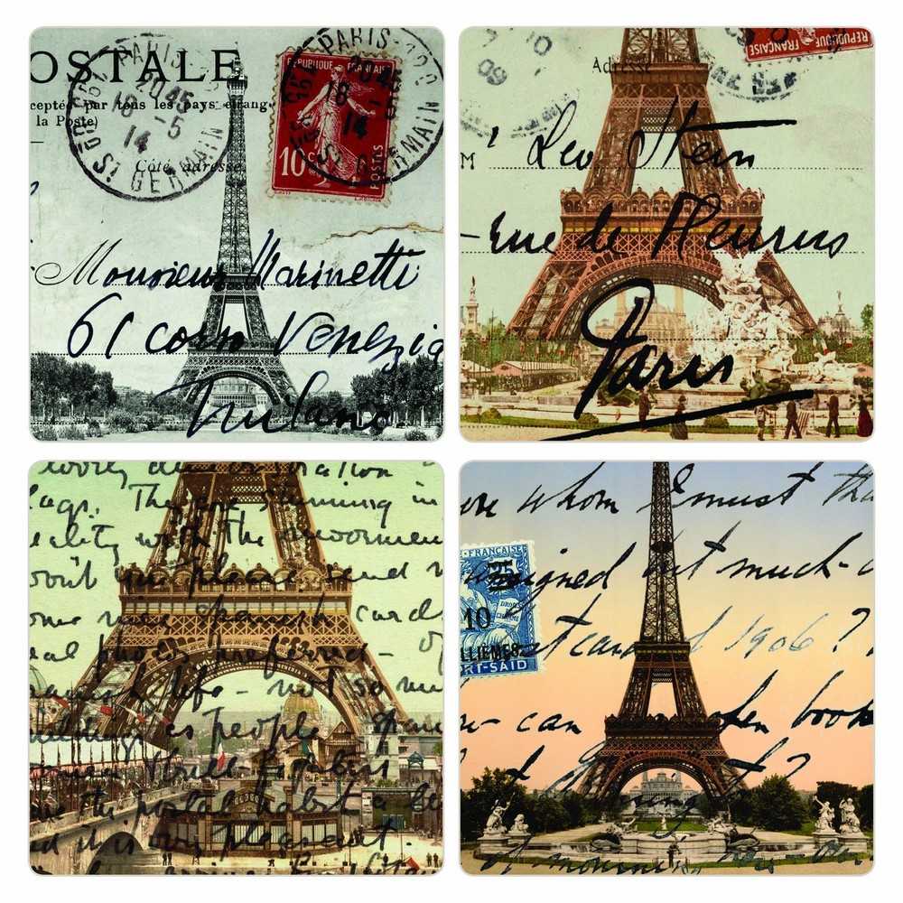 Absorbent Coasters 41/4inch paris Set