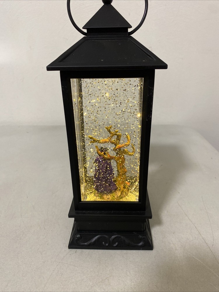 Halloween Snow Globe Lantern with Timer Water Lighted Witch With Cauldron WORKS
