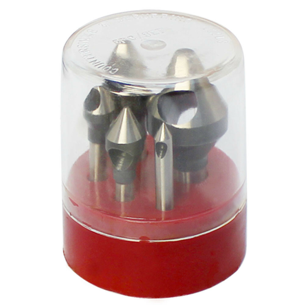 Countersinks & Deburring Tool Set 60 Degree Straight Shank 1/16-9/16 5 PC HSS