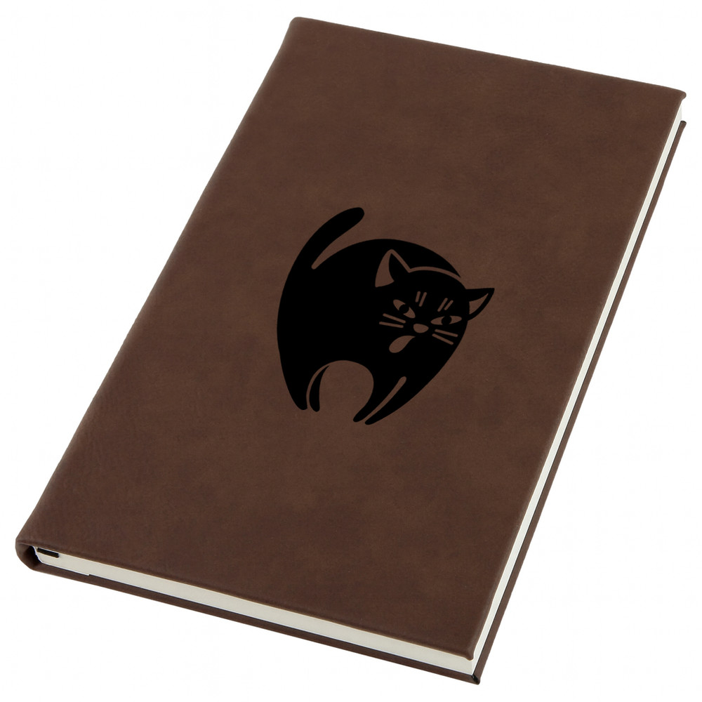 Hissing Cat Engraved Leather Journal, Personal Planner with Lined Pages