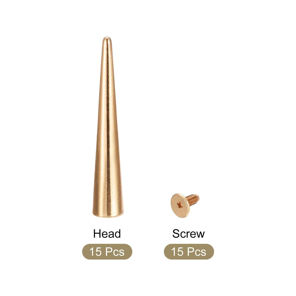 10x55mm Screw Back Rivets,15 Set Solid Leather Studs DIY Gold Tone