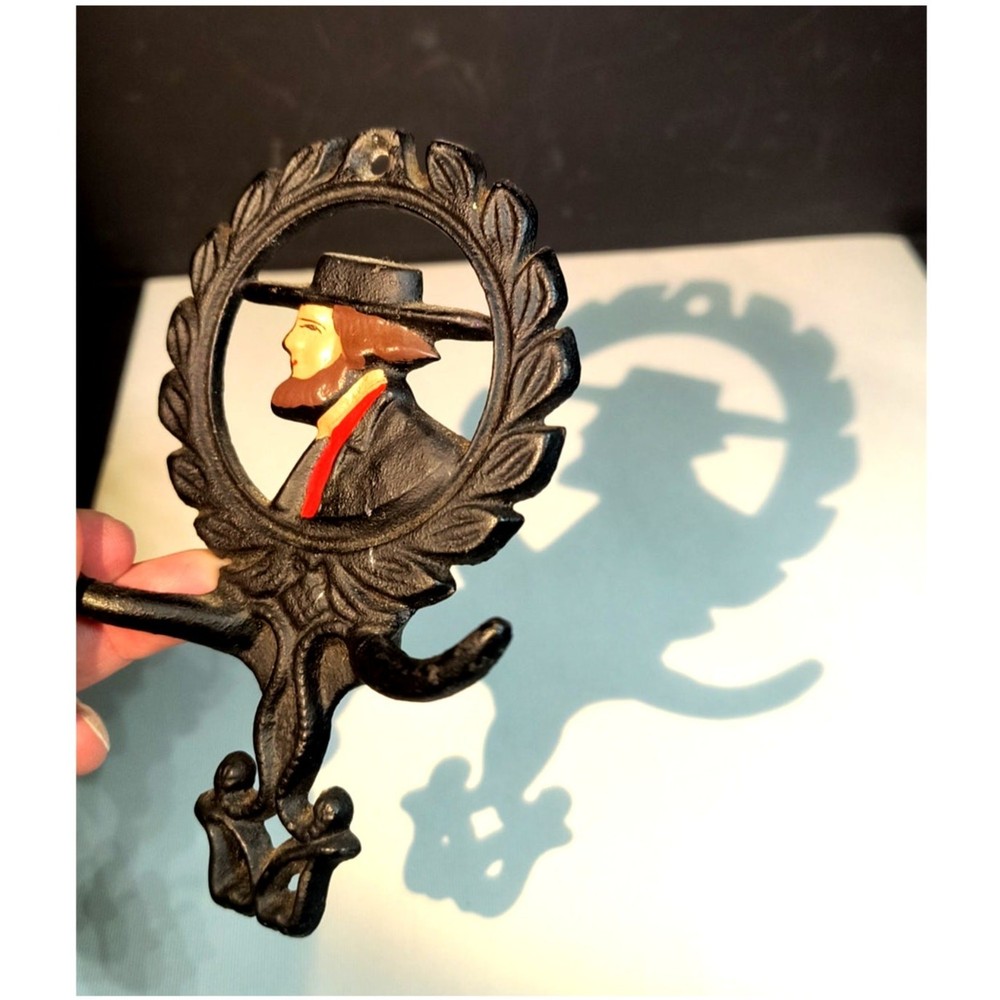 1122. Vintage Cast Iron Wall Hanging with Hooks