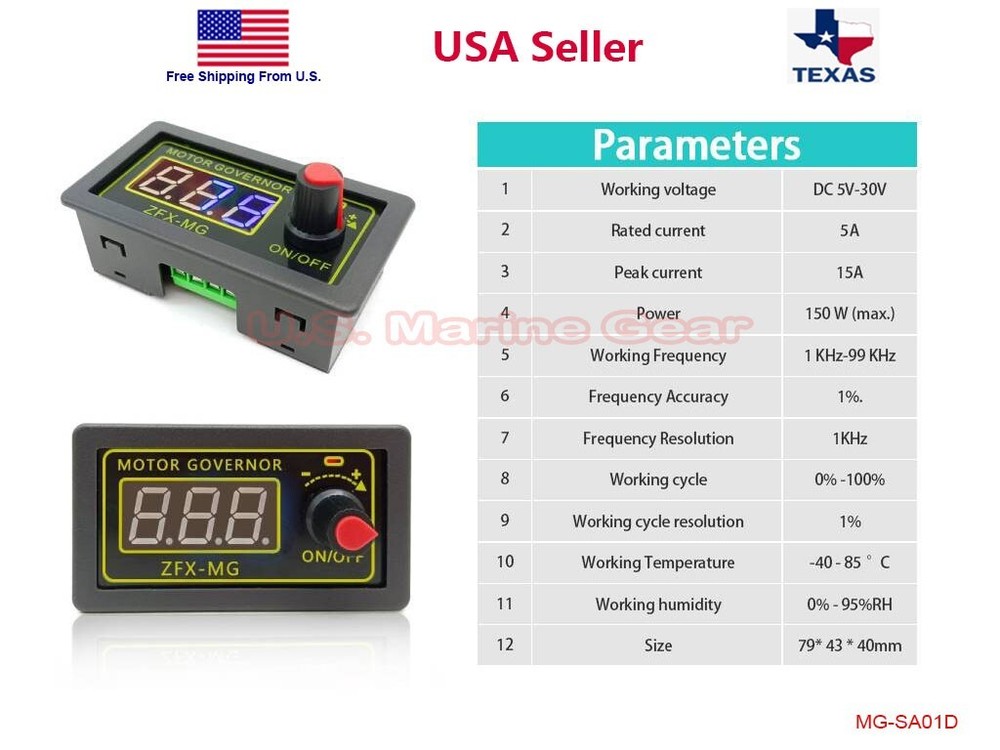 5V-30V Voltage Regulator DC Motor Speed Controller PWM Frequency Duty Cycle LED