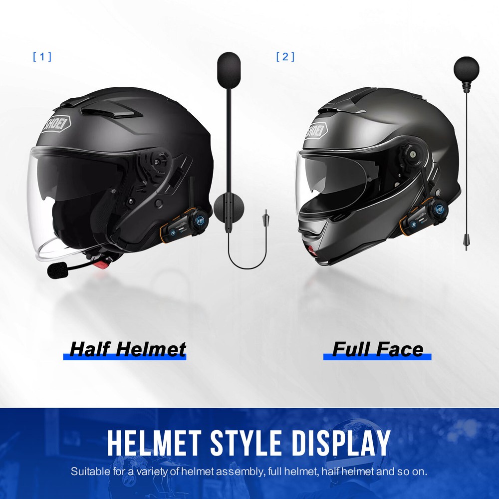 2x FX8 Pro Motorcycle Helmet Bluetooth Intercom Headset 8 Riders Communication