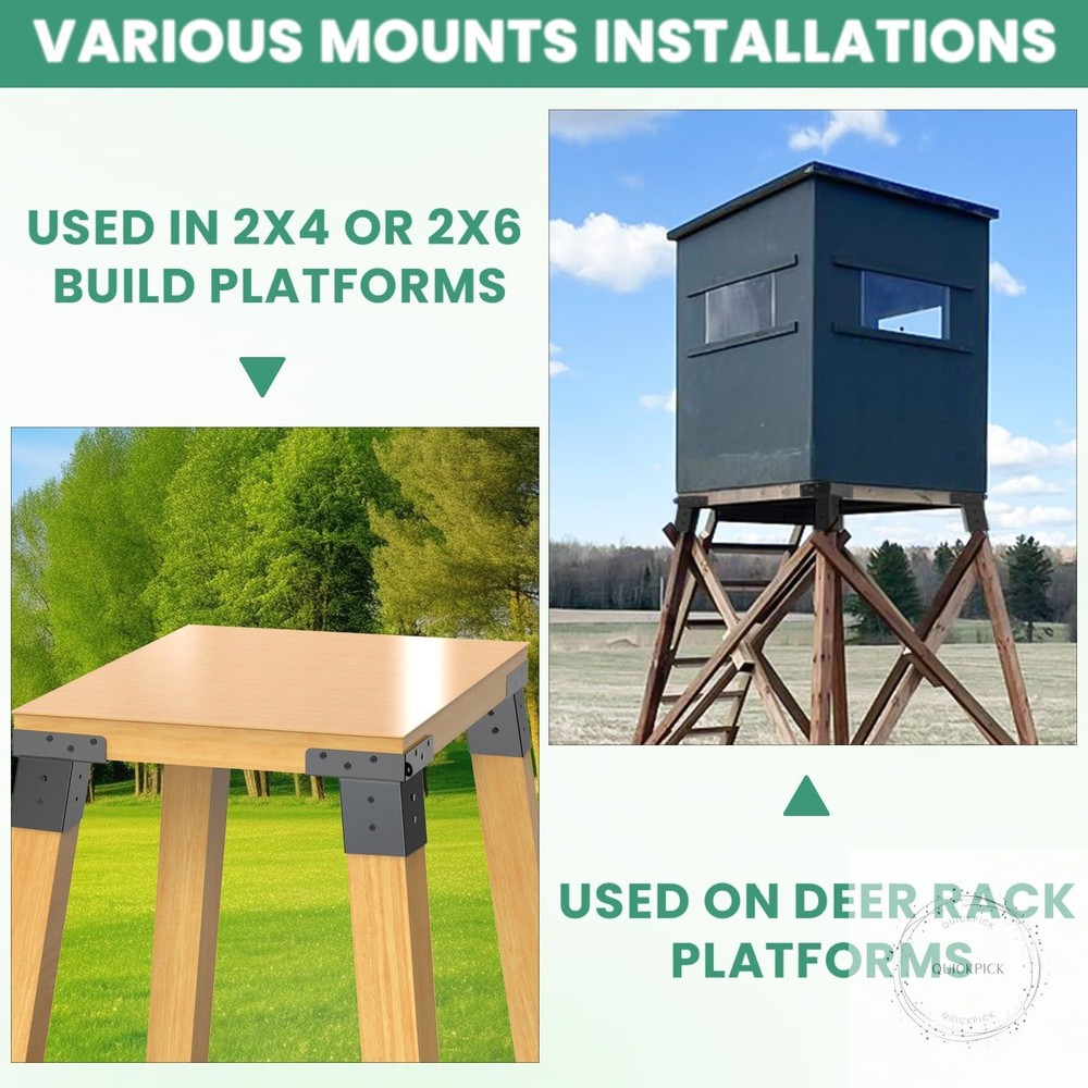 Deer Stand Brackets 4"x 4", Elevator Brackets 4Pcs, Deer Blind Bracket, for Outd