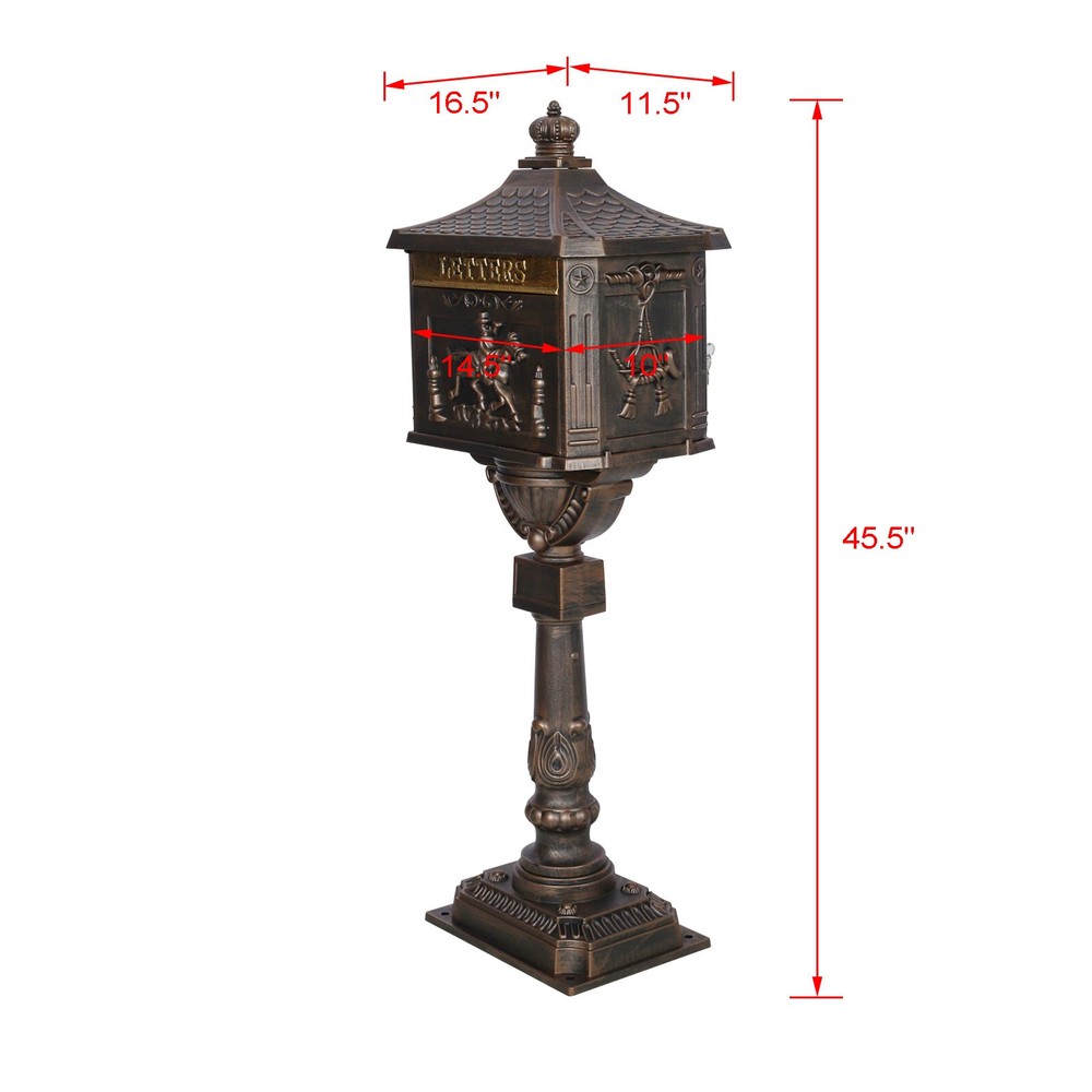 Cast Iron Mailbox Vintage Locking Postal Box Heavy Duty Rustproof Outdoor