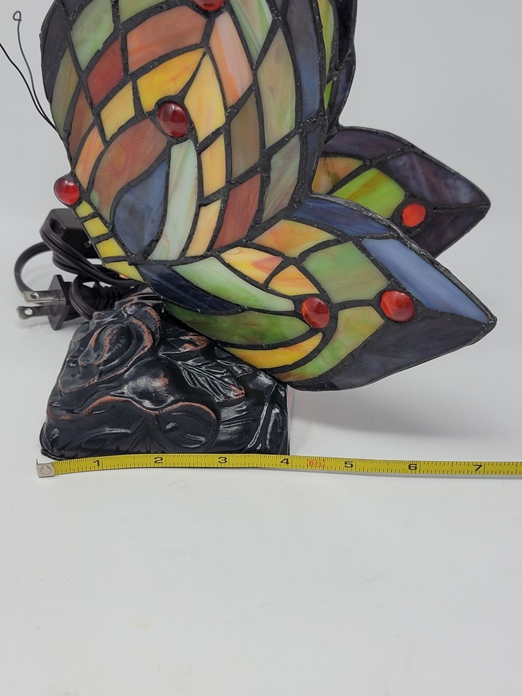 Stained Glass Accent Butterfly Night Light Table Lamp