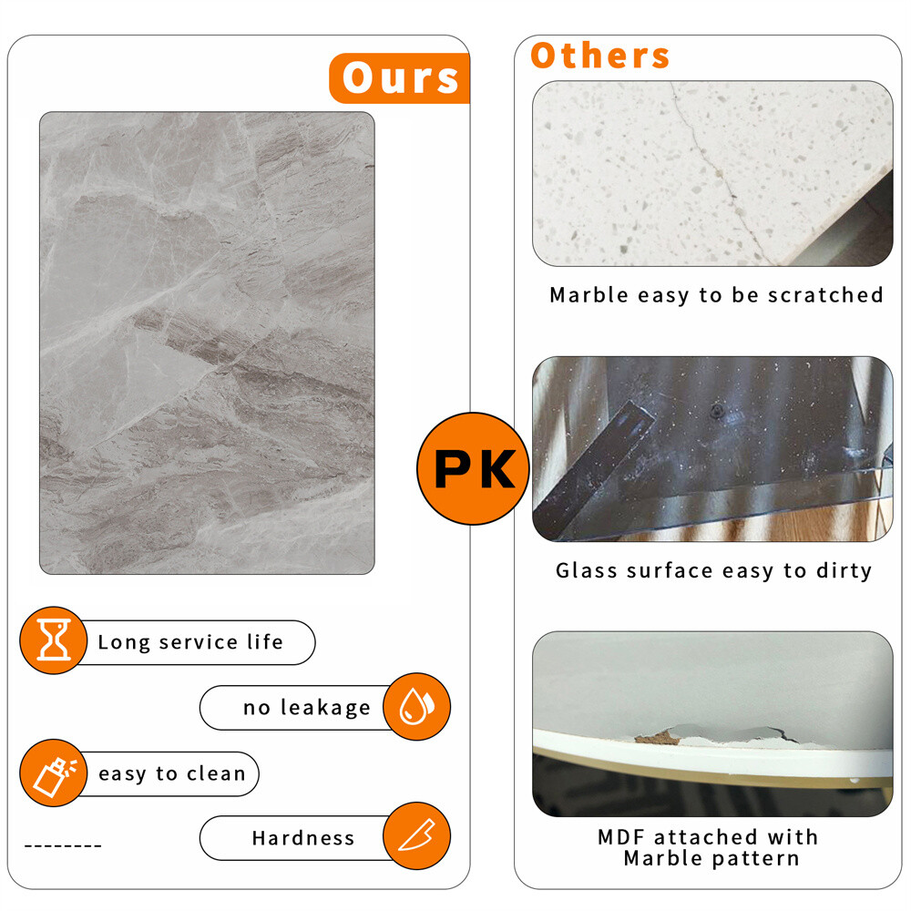 Large Dining Table For 4-6 People Modern High Gloss Sintered Stone Table Kitchen
