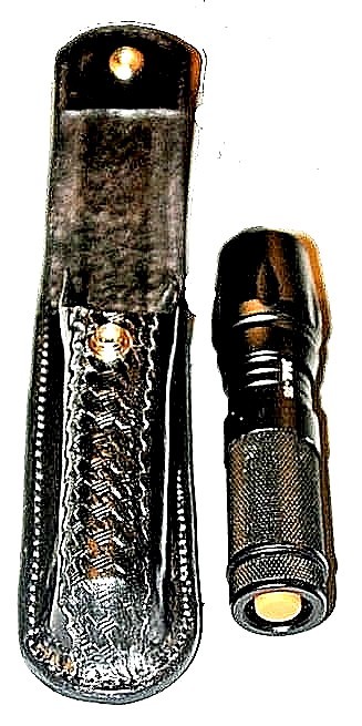 FLASHLIGHT, HOLSTER ONLYCUSTOM HANDMADE FLAP OVER BLACK BASKET WEAVED TACTICAL