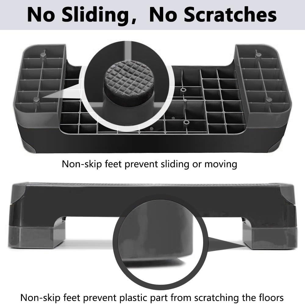 Adjustable Workout Aerobic Stepper, Aerobic Exercise Step Platform with 2 Risers
