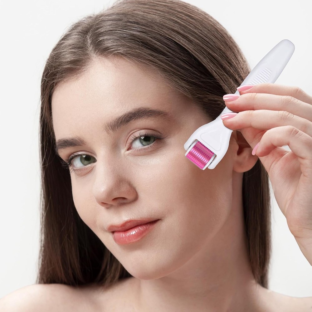 White Roller for Face and Body 6in1 Roller Kit Micro Roller with Replace Heads
