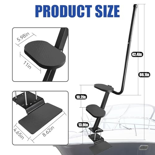 Heavy Duty Boat Trailer Steps, 3-Step with Safety Handle & Non-Slip Surface,