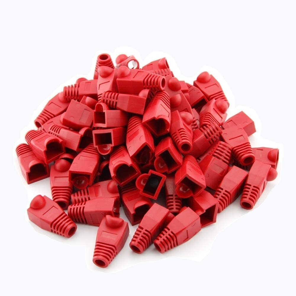 Cat5e Cat5 Cat6 RJ45 Boot End Cap Red Connector Modular Head Plug Cable Lot