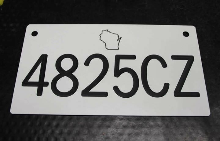 ATV UTV license plate - custom made hard plastic - Wisconsin