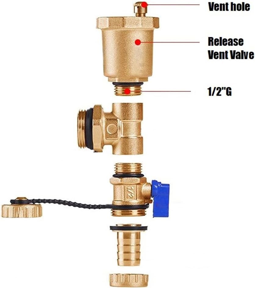 Brass Float Valve Kit 1/2" Auto Air Bleeder Vent + NPT Pipe Fitting Adapter