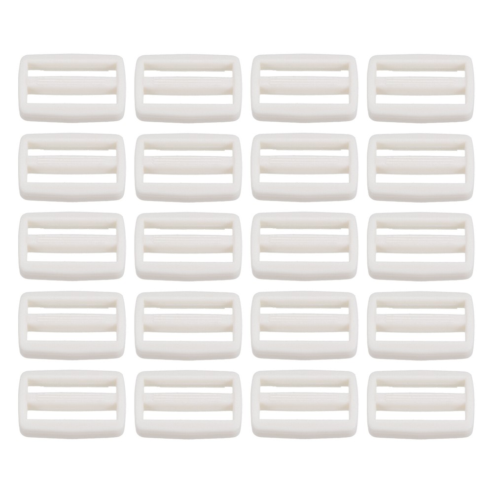 1 Inch Tri-Glide Slide Buckles, 50 Pack Webbing Strap Fastener, White