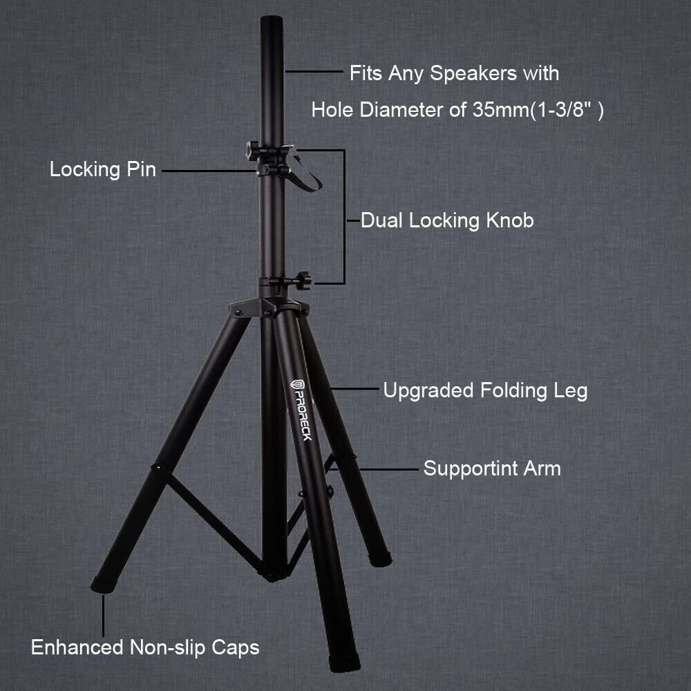 PRORECK PR-15 Tripod Stands for PA/DJSpeaker Adjustable Height Pair