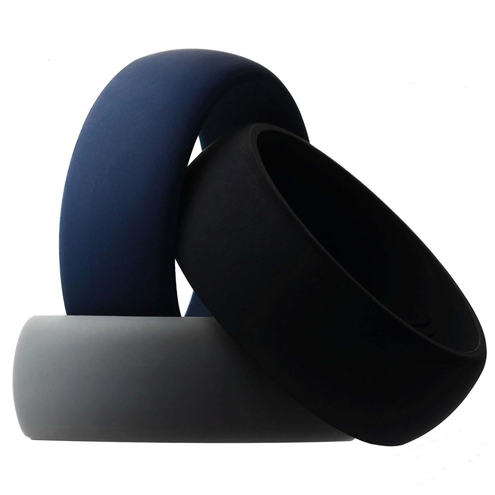 Silicone Wedding Ring Durable Comfortable Flexible Black Navy Blue Grey NEW