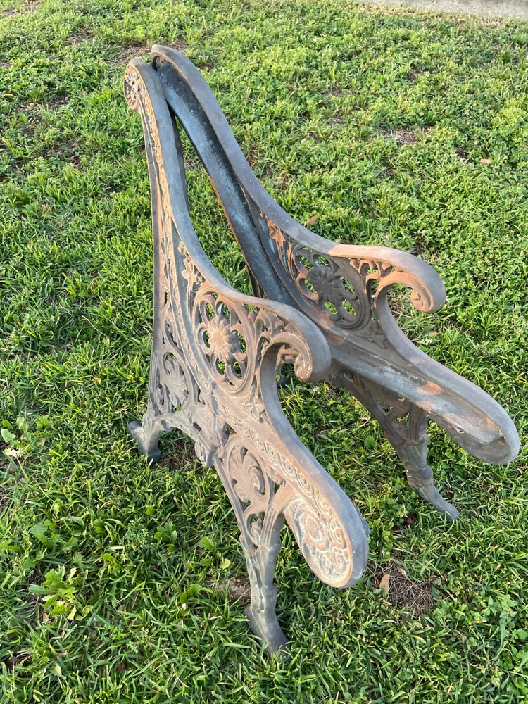 Vintage Solid Brass Bench Ends One Pair