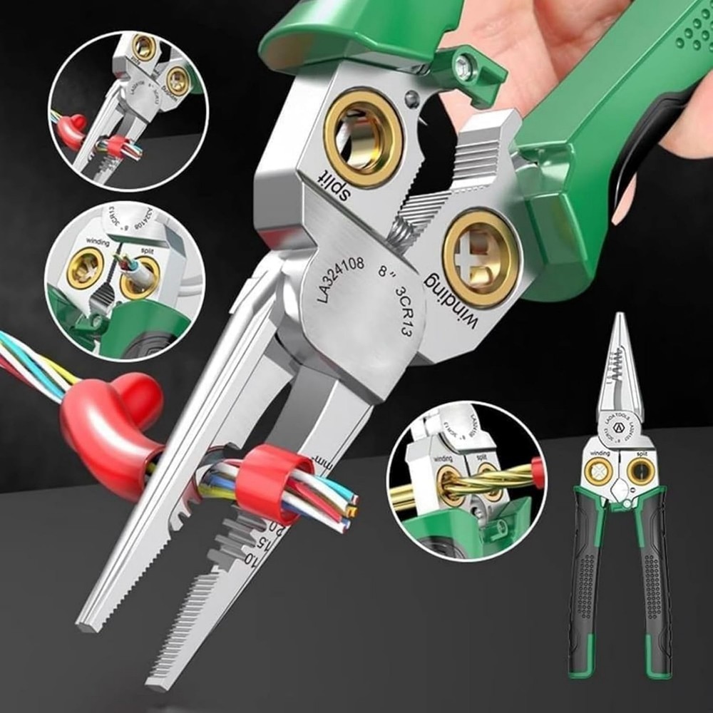 8 in 1 Wire Stripper Twister Cutting Pulling Wires Cable Scissors Voltage Test
