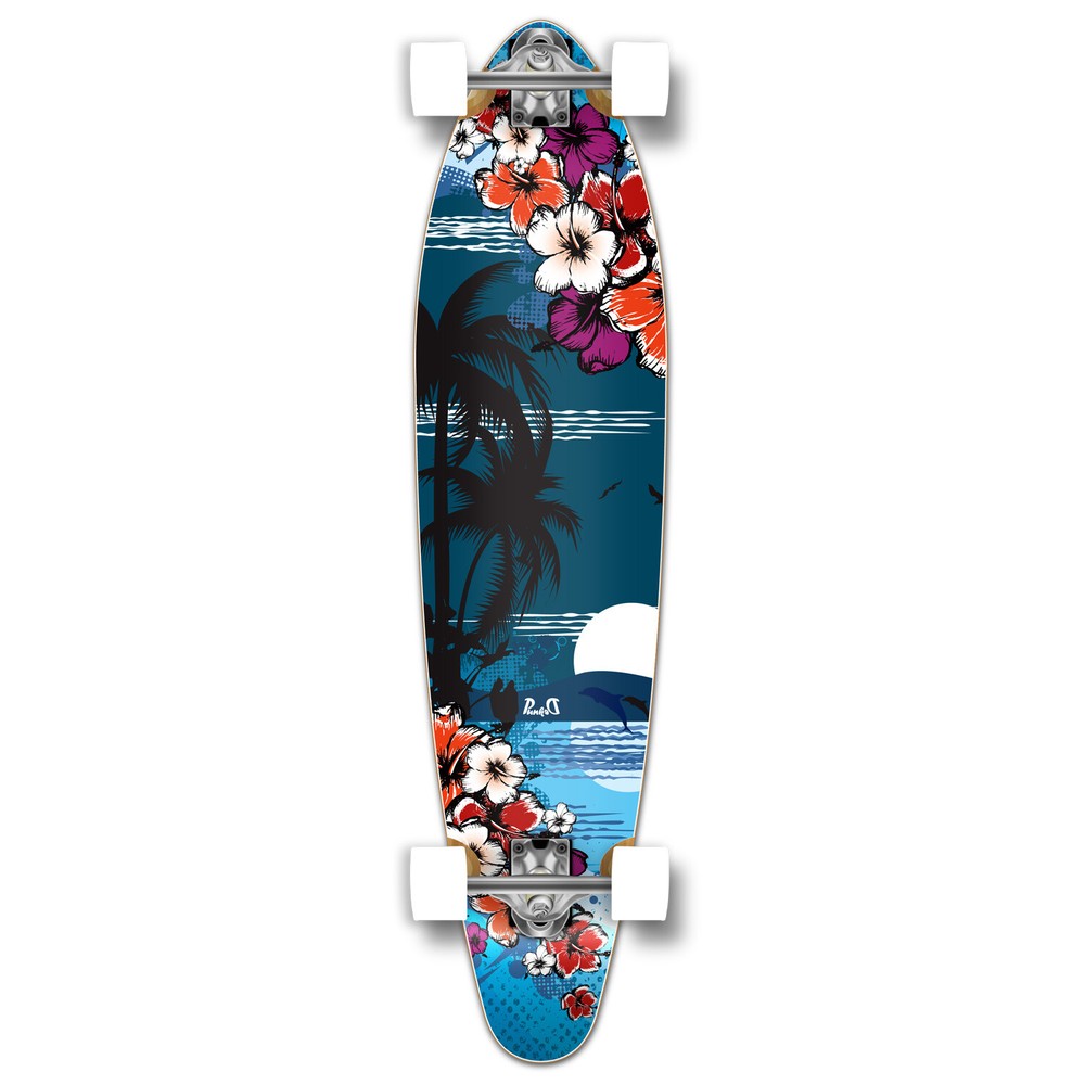 Yocaher Kicktail Tropical Night Longboard Complete