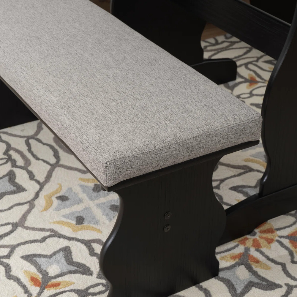 3 pc Gray Black Top Breakfast Nook Dining Set Corner Booth Bench Kitchen Table