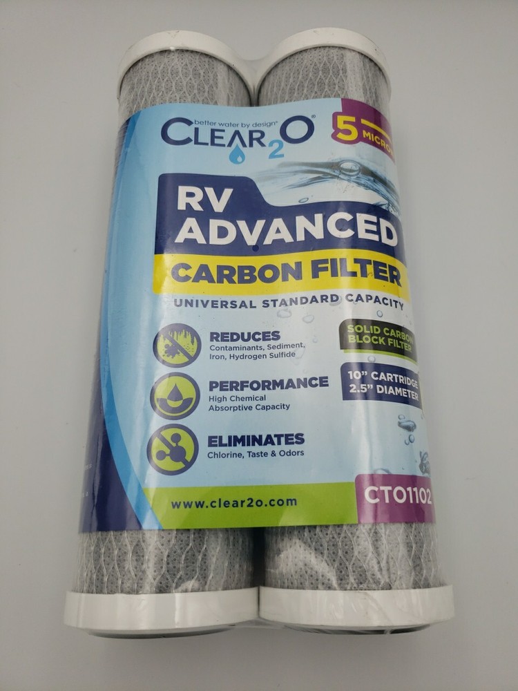 Clear 2O RV ADVANCED 5 MICRON CARBON FILTER CT01102.  UNIVERSAL CAPACITY