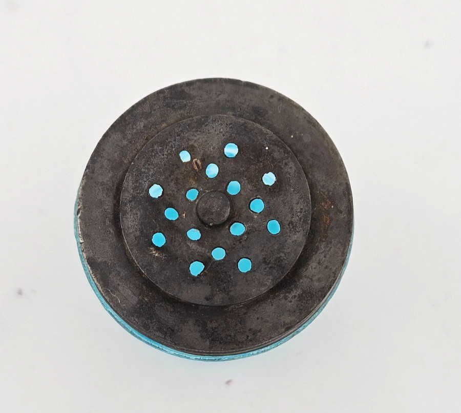EAPG Blue Glass Salt Shaker Waffle Pattern