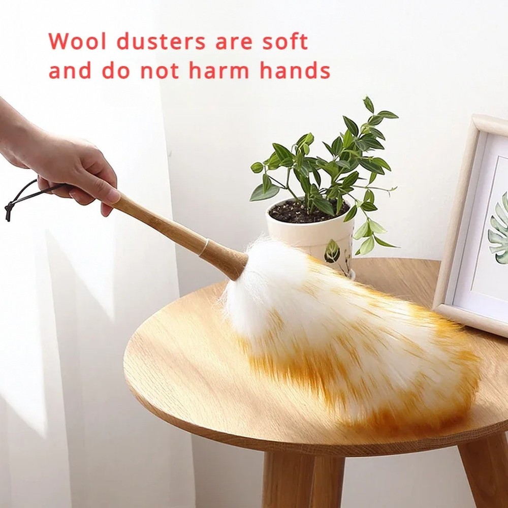Wool Duster for Home Car Cleaning - Microfiber Dust Removal Tool