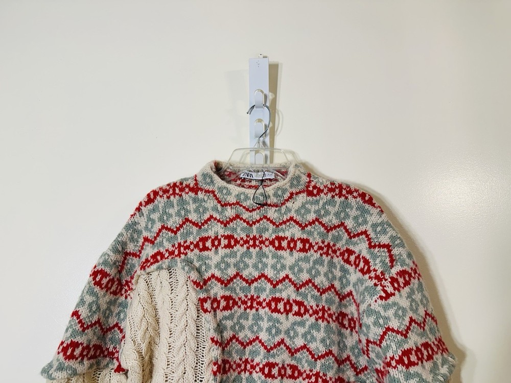 Zara mock neckline wool blend pullover sweater multicolor NWOT size S